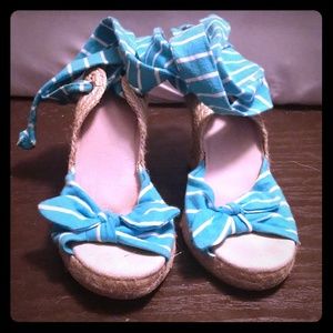 Blue and white espadrilles size 9